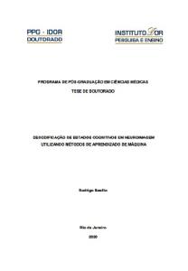 Decodificação de estados cognitivos utilizando neuroimagem e métodos de aprendizado de máquina