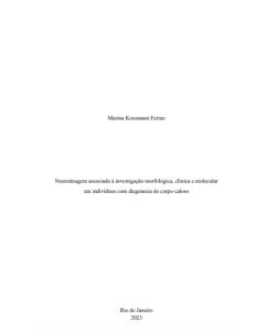 Neuroimagem associada à investigação morfológica, clínica e molecular em indivíduos com disgenesia do corpo caloso